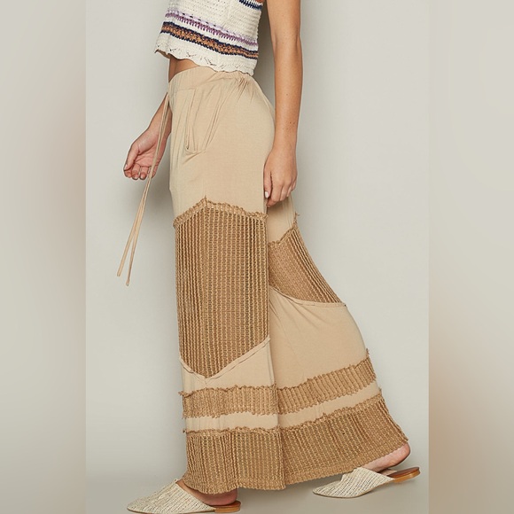 NEW🤎POL Lana Wide Leg Mesh Pant Small Latte - Picture 4 of 4